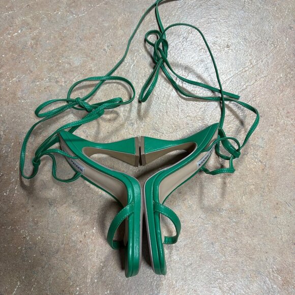 EXCELLENT Steve Madden Green Lafayette Flared Block Heel Wrap-Around Sandals 7.5 - Picture 11 of 13